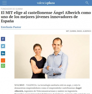 El MIT elige al castellonense ngel Alberich, de QUIBIM asociado a BIOVAL, como uno de los mejores jvenes innovadores de Espaa 
 