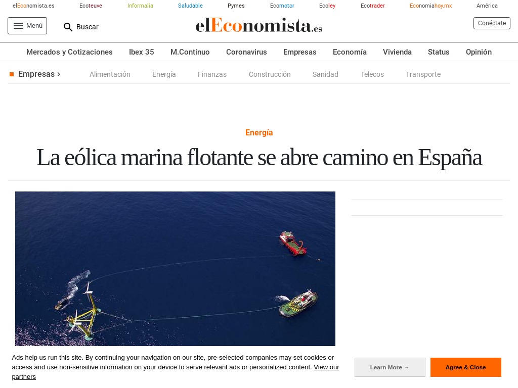 La elica marina flotante se abre camino en Espaa