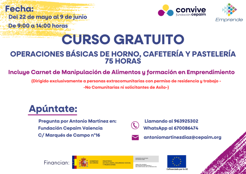 Curso Operaciones B�sicas Horno, cafeter�a y pasteler�a