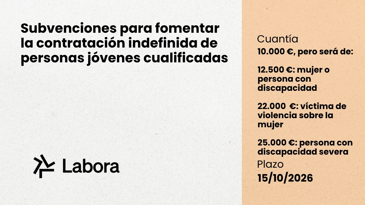 Subvenciones para fomentar la contratación indefinida de personas jóvenes cualificadas