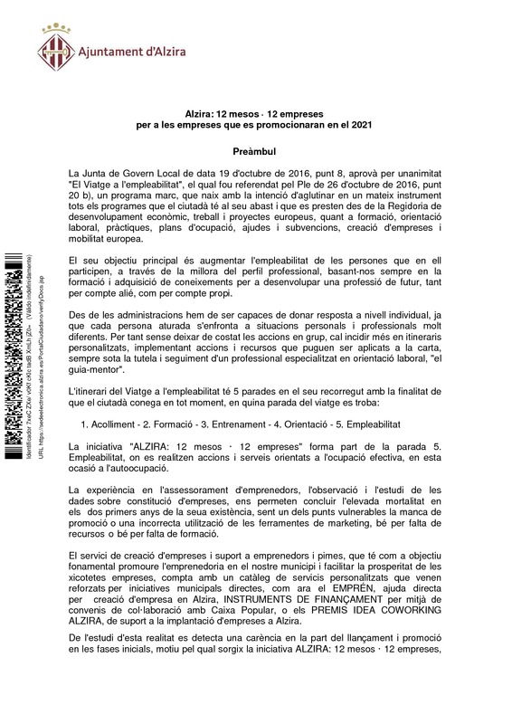 Bases de la Convocatoria 12 empresas-12 meses