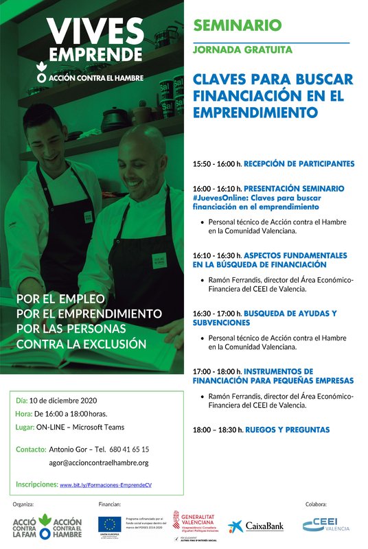 Cartel seminario financiaci�n - Vives Emprende Valencia diciembre 2020