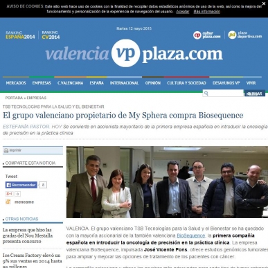 MySphera compra Biosequence                                         
 
    