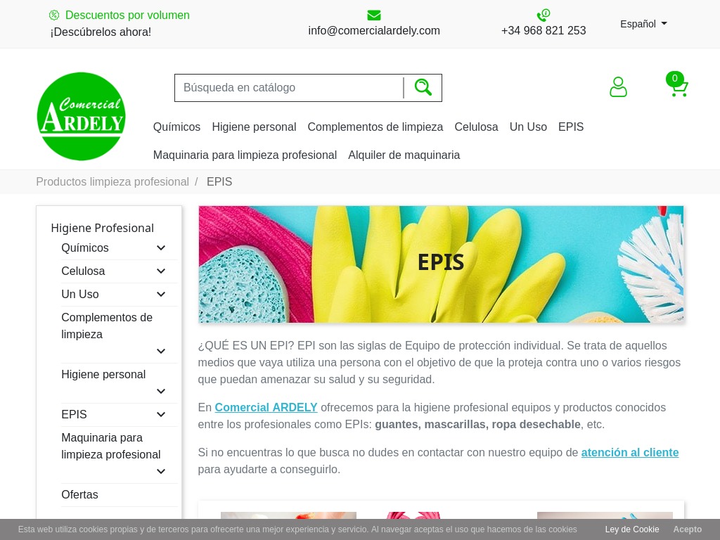 EPIS para profesionales de la limpieza y la desinfección.